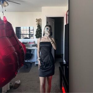 Elegant Satin Black Mini Dress